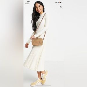Urban revivo knit midi dress in white/cream